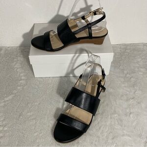 Cole Haan Annabel Grand Black Leather Wedge Sandals Women’s Size 8.5B